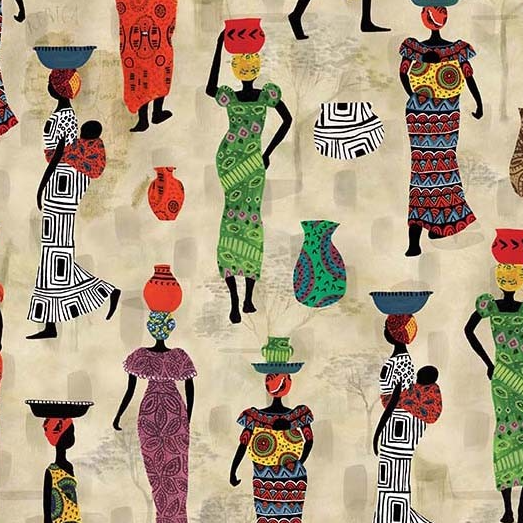 From Africa Native Women Beige Yardage