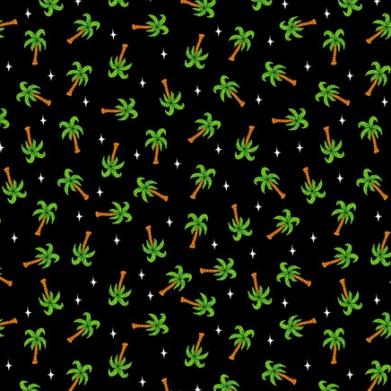 Tropical Jungle Jams Palm Paradise Black Yardage