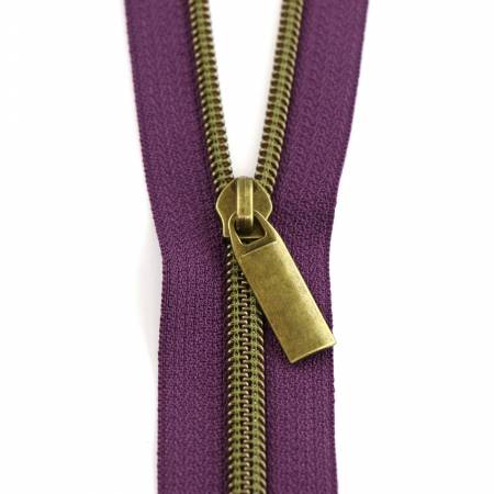 108" Zipper 3 Yards + 9 Pulls Antique, Purple