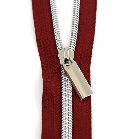 Zippers #5 By the Yard Burgundy Nickel Coil