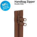 30" Handbag Zipper Double Slide Seal Brown