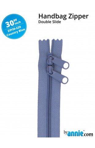 30" Handbag Zippers-Double-Slide Country Blue