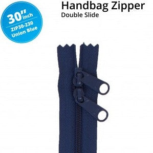 30" Handbag Zipper Double Slide Union Blue