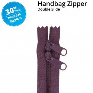 30" Handbag Zipper Double Slide Eggplant