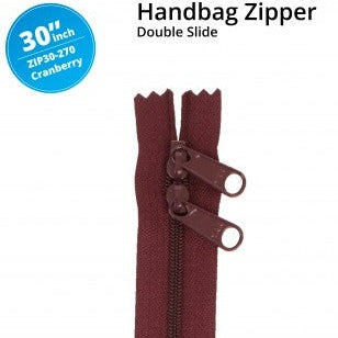 30" Handbag Zipper Double Slide Cranberry