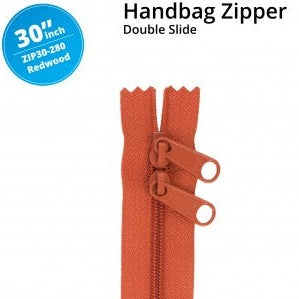 30" Handbag Zippers-Double-Slide Redwood