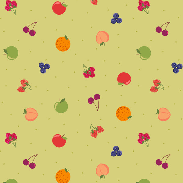 Small Things Sweet Fruit Lime Green Yardage
