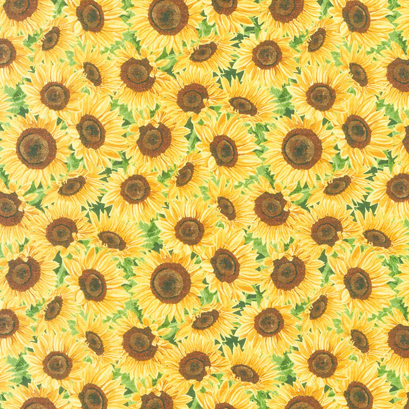 Autumn Afternoon Packed Sunflowers Yellow Yardage