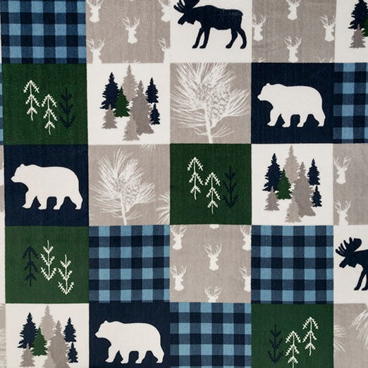 Cabin Quilt Cuddle Navy Yardage