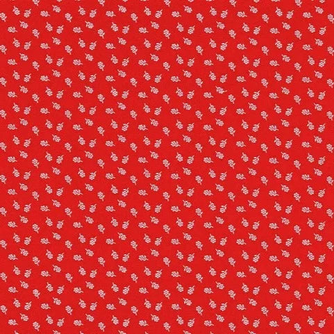Cheerfully Red Flowers Red Yardage