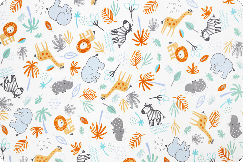 Jungle Friends Digital Cuddle Dusty Blue Yardage