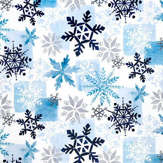 Snowfall Digital Cuddle Navy Yardage