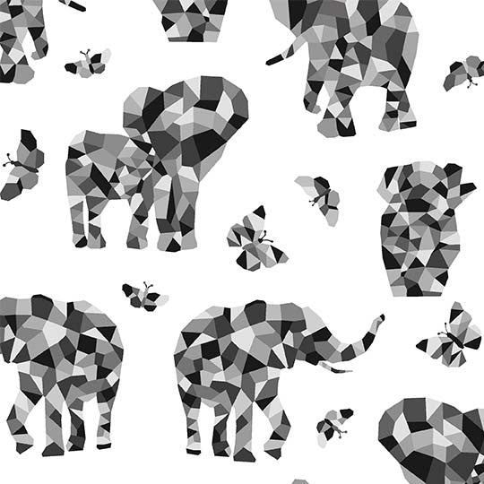 Colorform Elephant Mosaic Gray Yardage