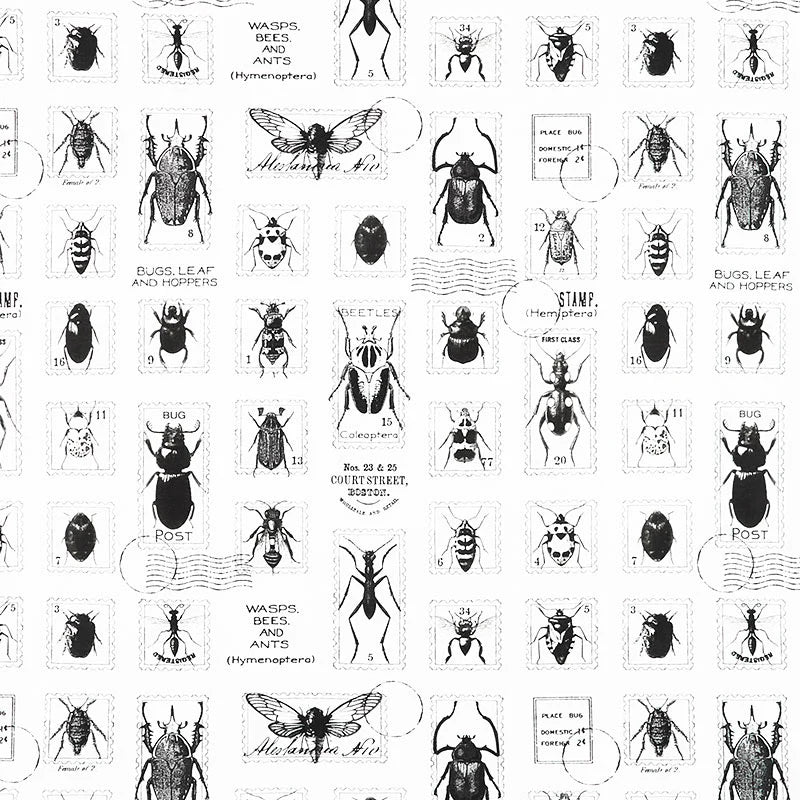 Art Journal Bugs Post White Yardage