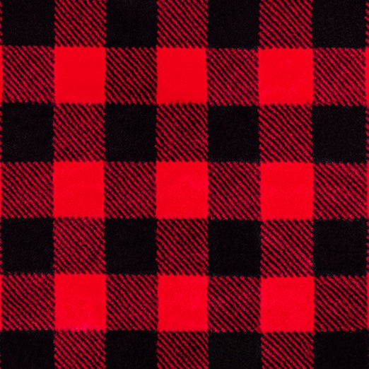 Luxe Cuddle Buffalo Check Scarlet Black Yardage