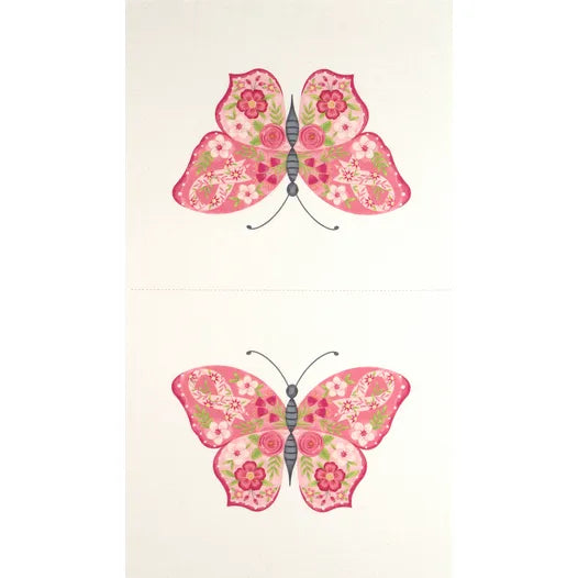 Strength in Pink Butterfly Quilt 24" Panel
