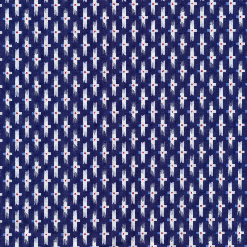 Star Spangled Backgammon Stars Blue Yardage