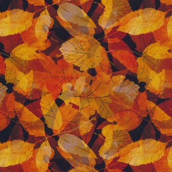 Reflections of Autumn Leaves Black Yardage