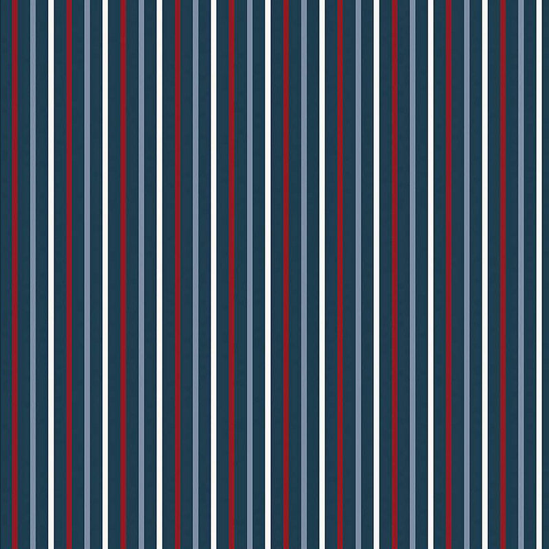 Red White and True Stripes Navy Yardage