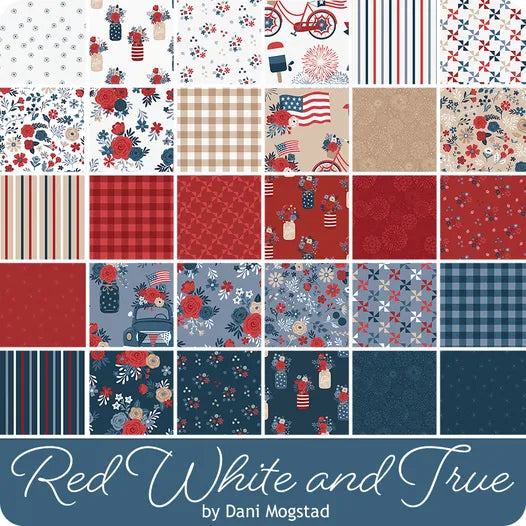 Red White and True 2.5" Strips 40pcs Jelly Roll