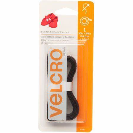 VELCRO® Brand Sew On Soft & Flexible Fastener Black (30" x 5/8")