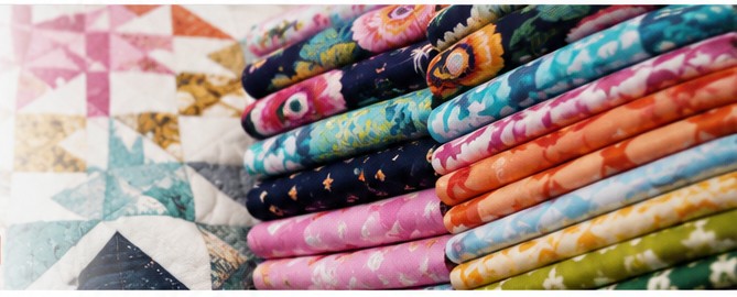 Colorful quilting fabric and quilt blocks
